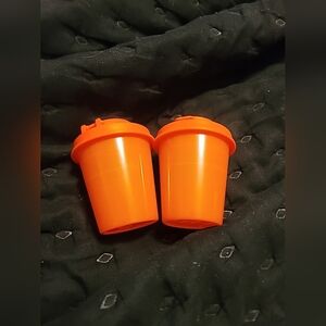 Rare 'NEW' Coral Tupperware 2 oz Midget  Salt & Pepper Shakers